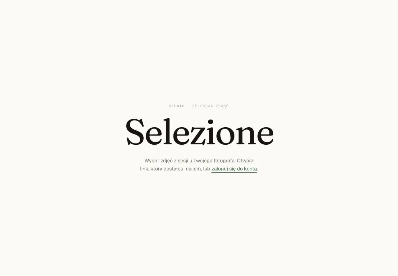 Selezione — wybór zdjęć z sesji dla fotografa